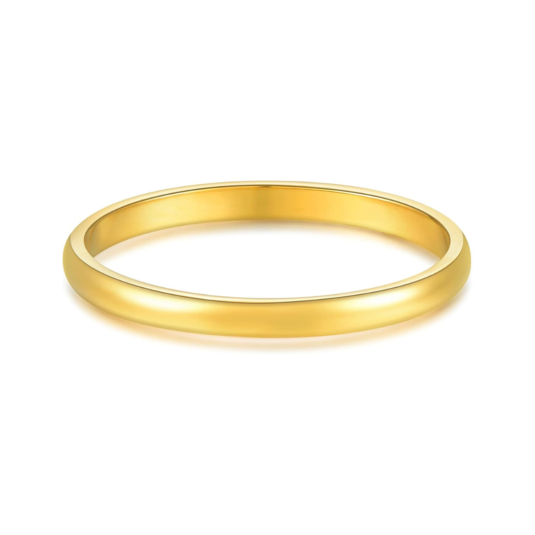 Anillo de diseño clásico en acero inoxidable chapado en oro 18K