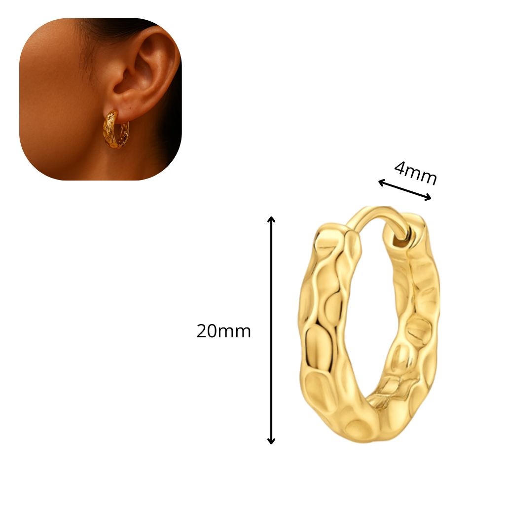 Aretes de aro tipo arracada de acero inoxidable chapados en oro 18 k