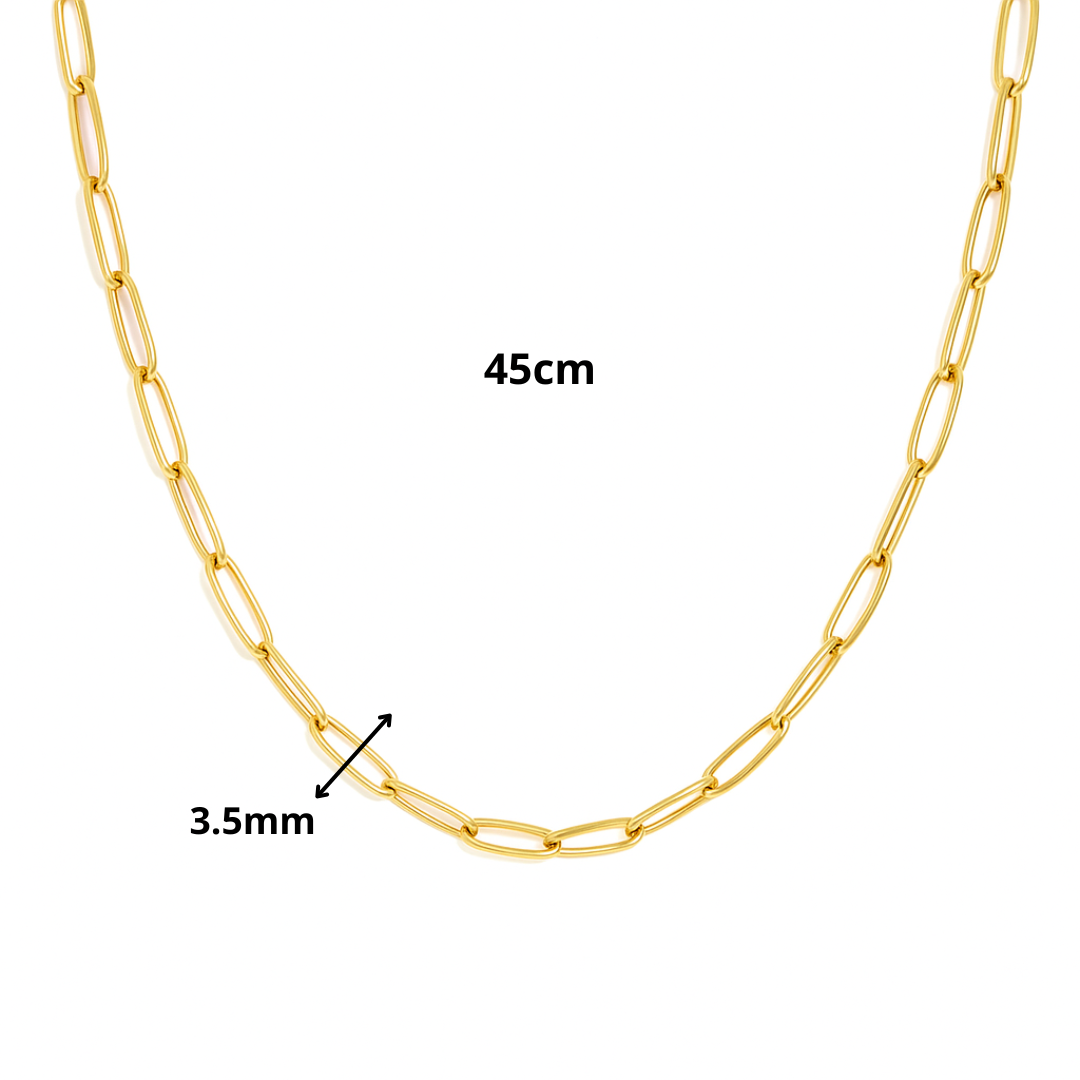 Set de Collar y Pulsera de Eslabones en acero inoxidable chapada en oro 18k