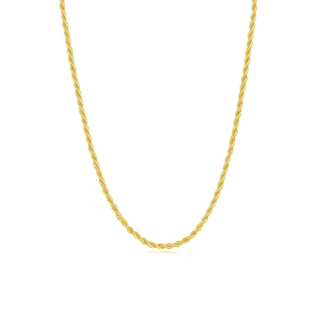 Collar clásico tipo cuerda de acero inoxidable color dorado - 2mm / 40cm