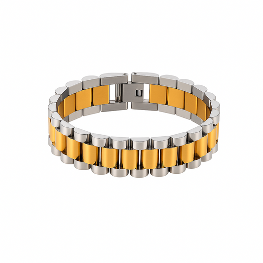 Pulsera desmontable estilo reloj de acero inoxidable chapada en oro 18K