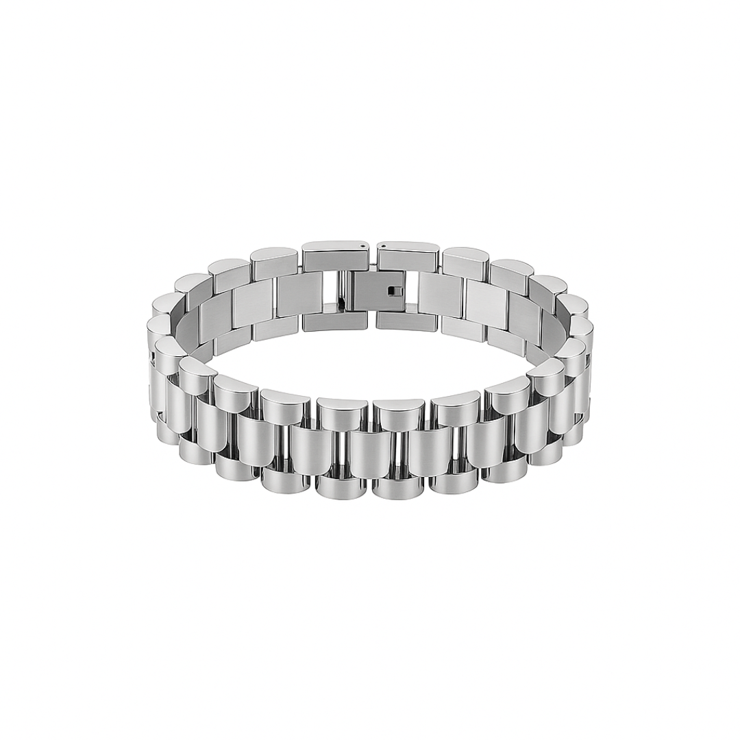 Pulsera desmontable estilo reloj de acero inoxidable chapada en oro 18K