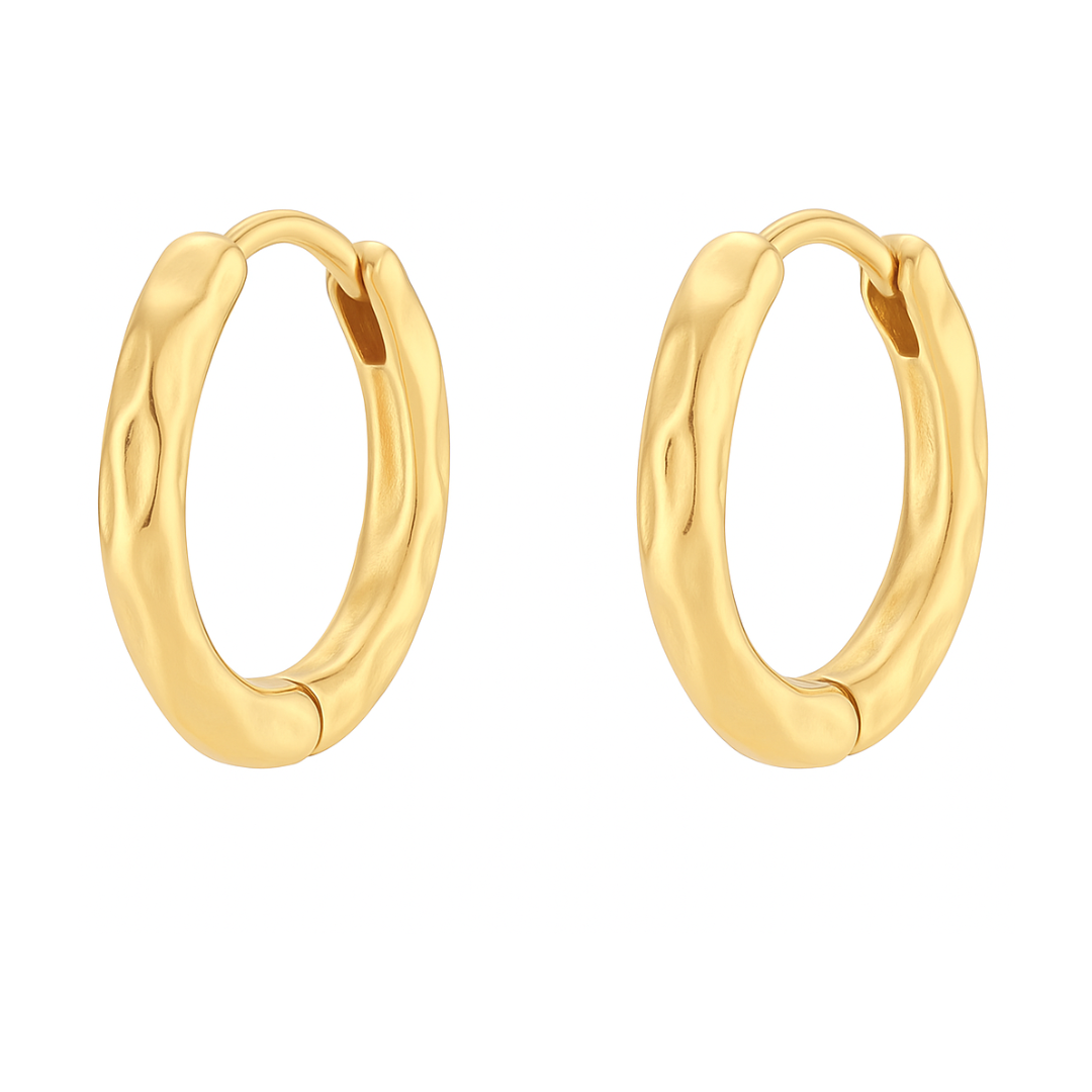 Aretes de aro tipo arracada de acero inoxidable chapados en oro 18 k