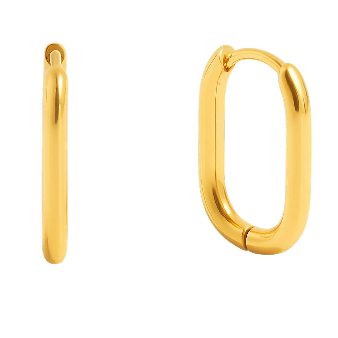 Aretes de aro rectangulares en acero inoxidable chapado en oro 18K