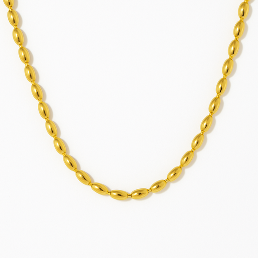 Gargantilla de cuentas ovaladas de Acero inoxidable chapada en oro 18K