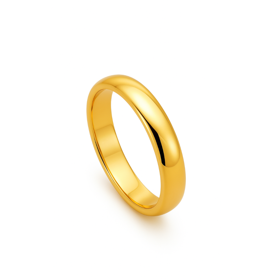 Anillo de diseño clásico en acero inoxidable chapado en oro 18K