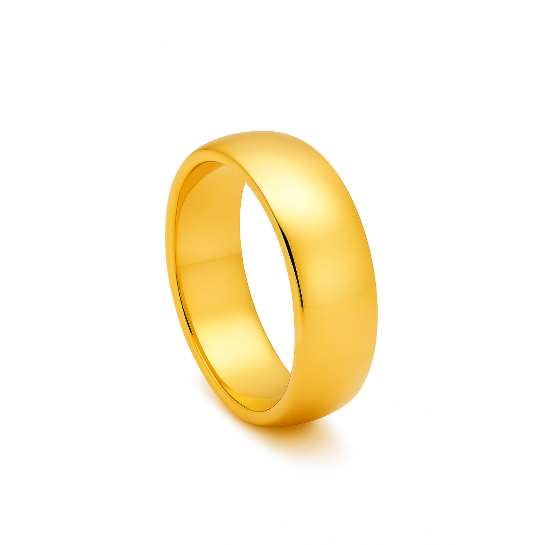 Anillo de diseño clásico en acero inoxidable chapado en oro 18K