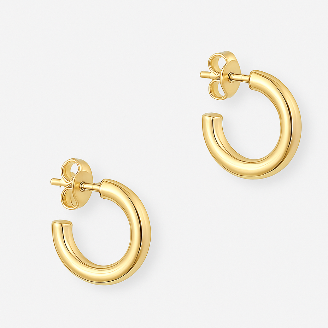 Aretes de aro dorado con acabado fino de acero inoxidable chapado en oro 18k