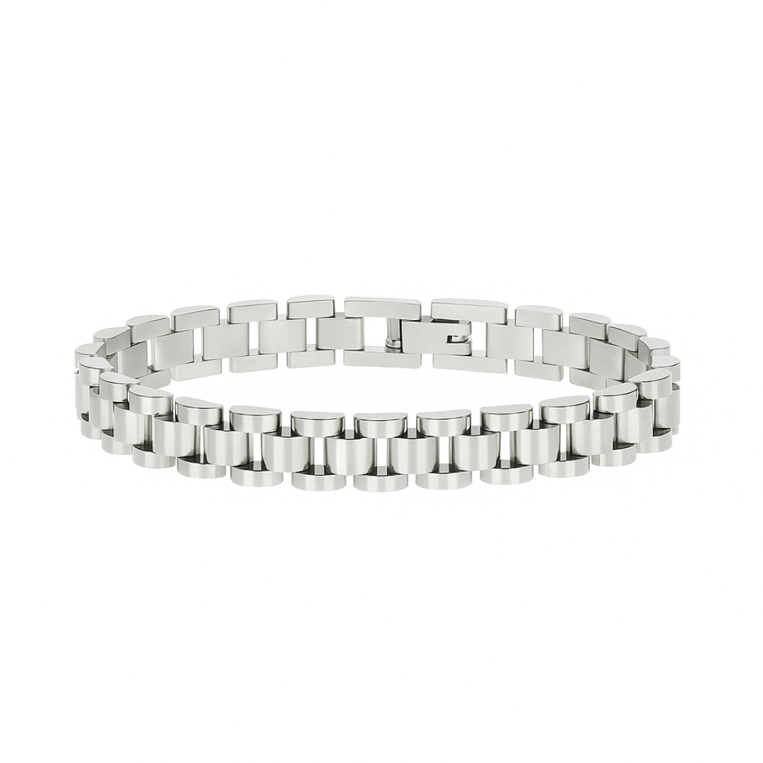 Pulsera desmontable estilo reloj de acero inoxidable chapada en oro 18K
