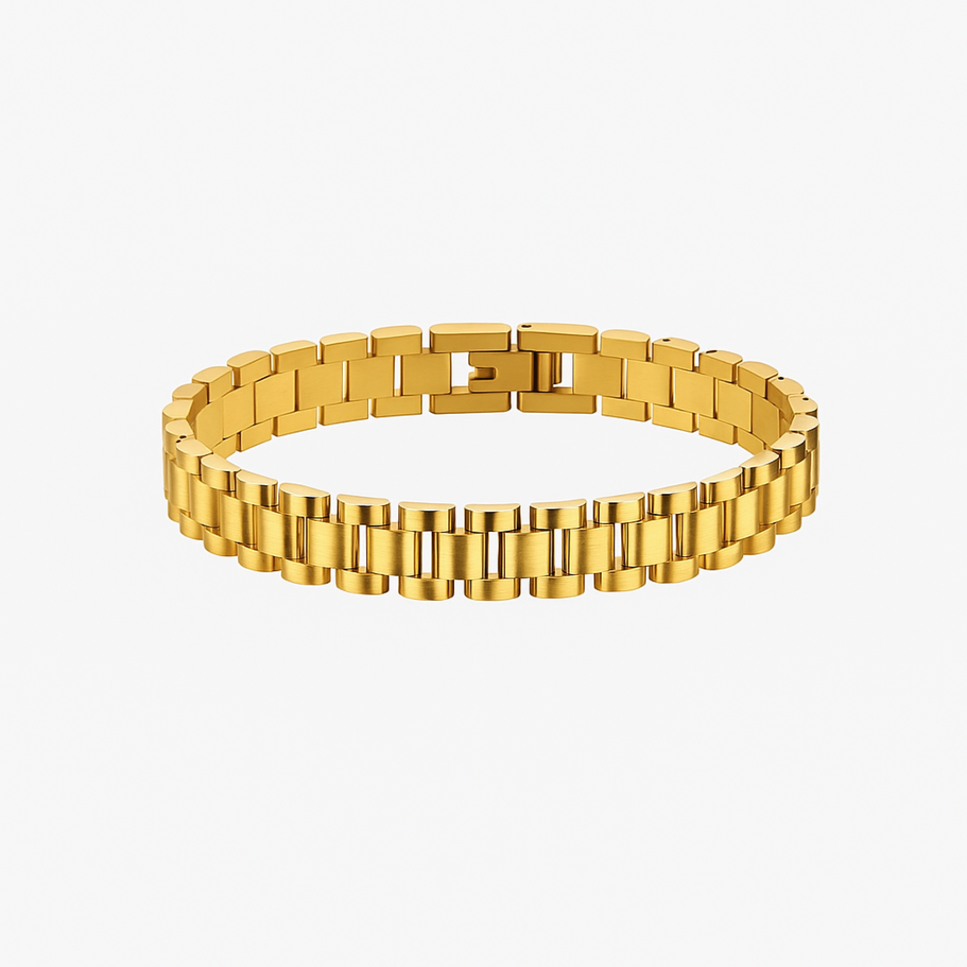 Pulsera desmontable estilo reloj de acero inoxidable chapada en oro 18K - Dorado (Gold) 10mm / 16.5CM