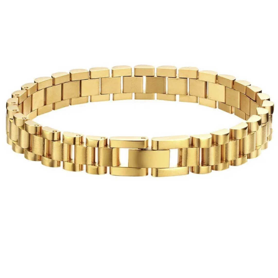 Pulsera desmontable estilo reloj de acero inoxidable chapada en oro 18K