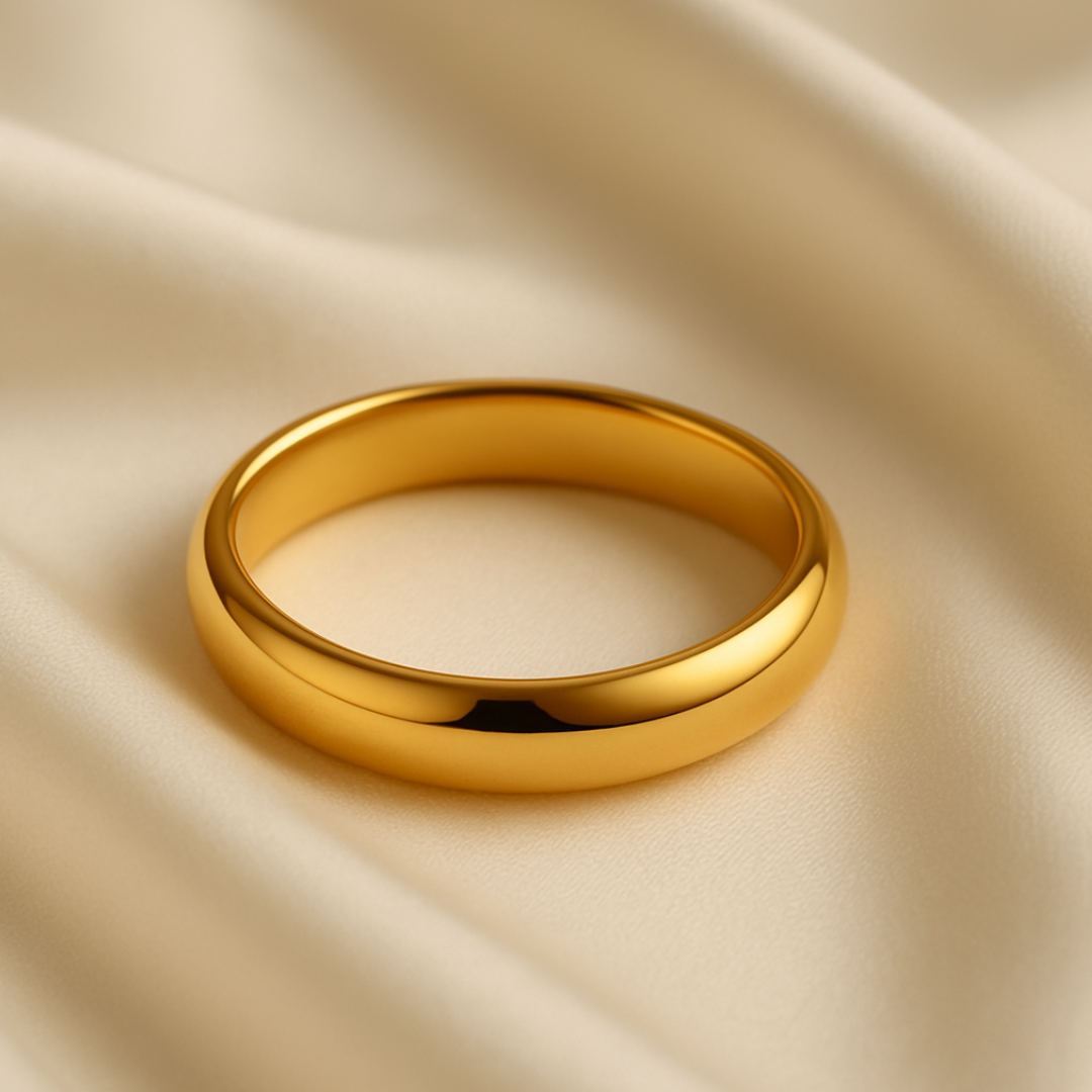 Anillo de diseño clásico en acero inoxidable chapado en oro 18K