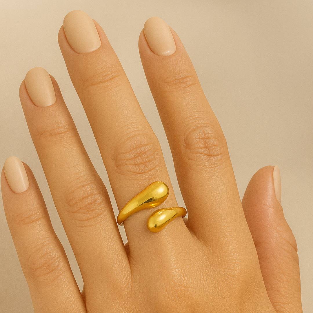 Anillo Cúpula Dorado Ajustable – Estilo Clásico con Brillo Moderno en acero inoxidable chapado en oro 18k
