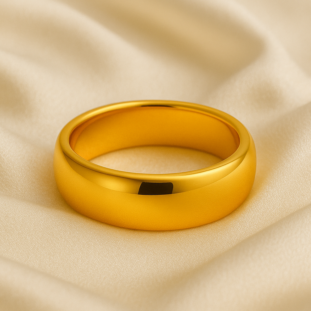 Anillo de diseño clásico en acero inoxidable chapado en oro 18K