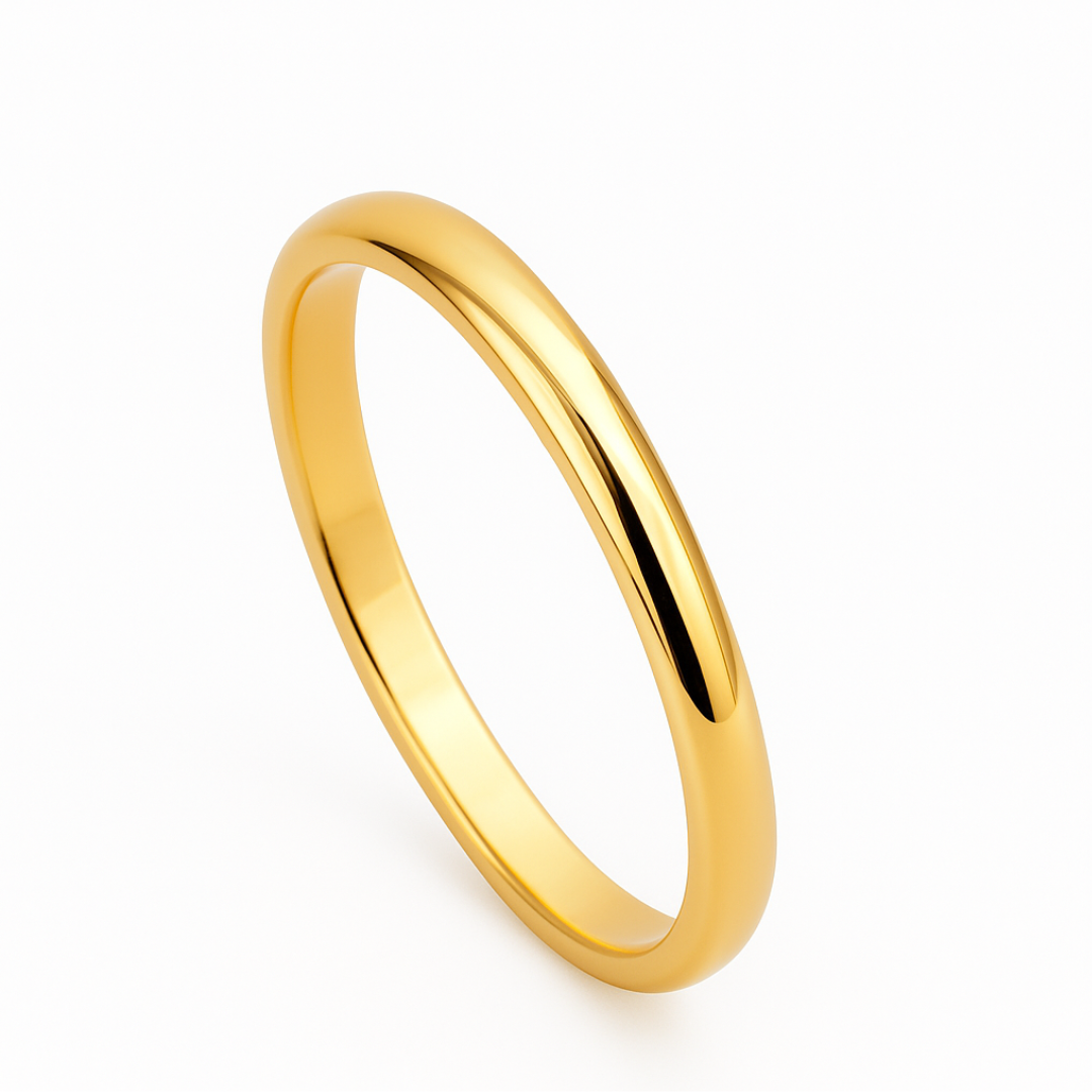 Anillo de diseño clásico en acero inoxidable chapado en oro 18K - 2mm / 5