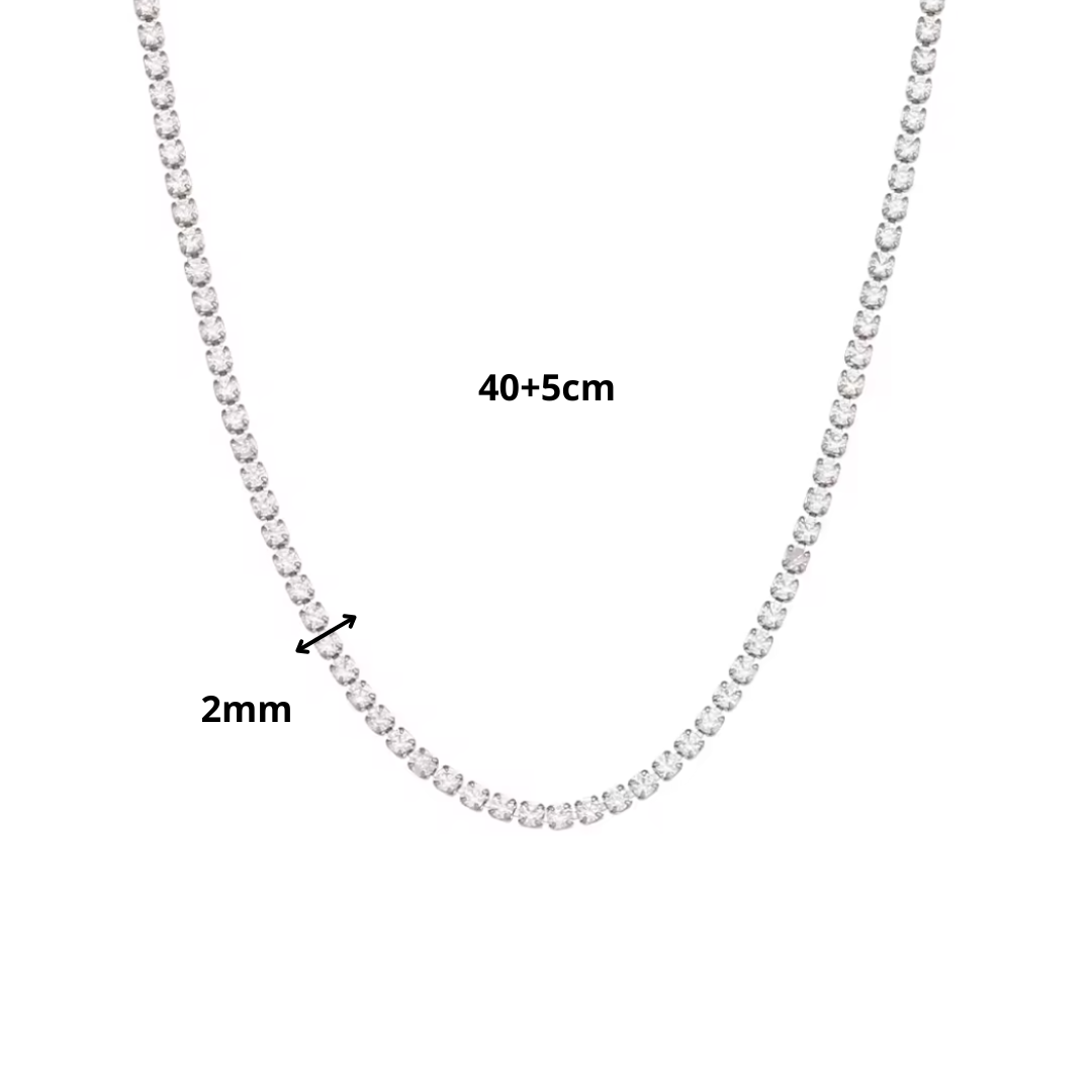 Set de collar y pulsera dorados con circonitas cúbicas en acero inoxidable