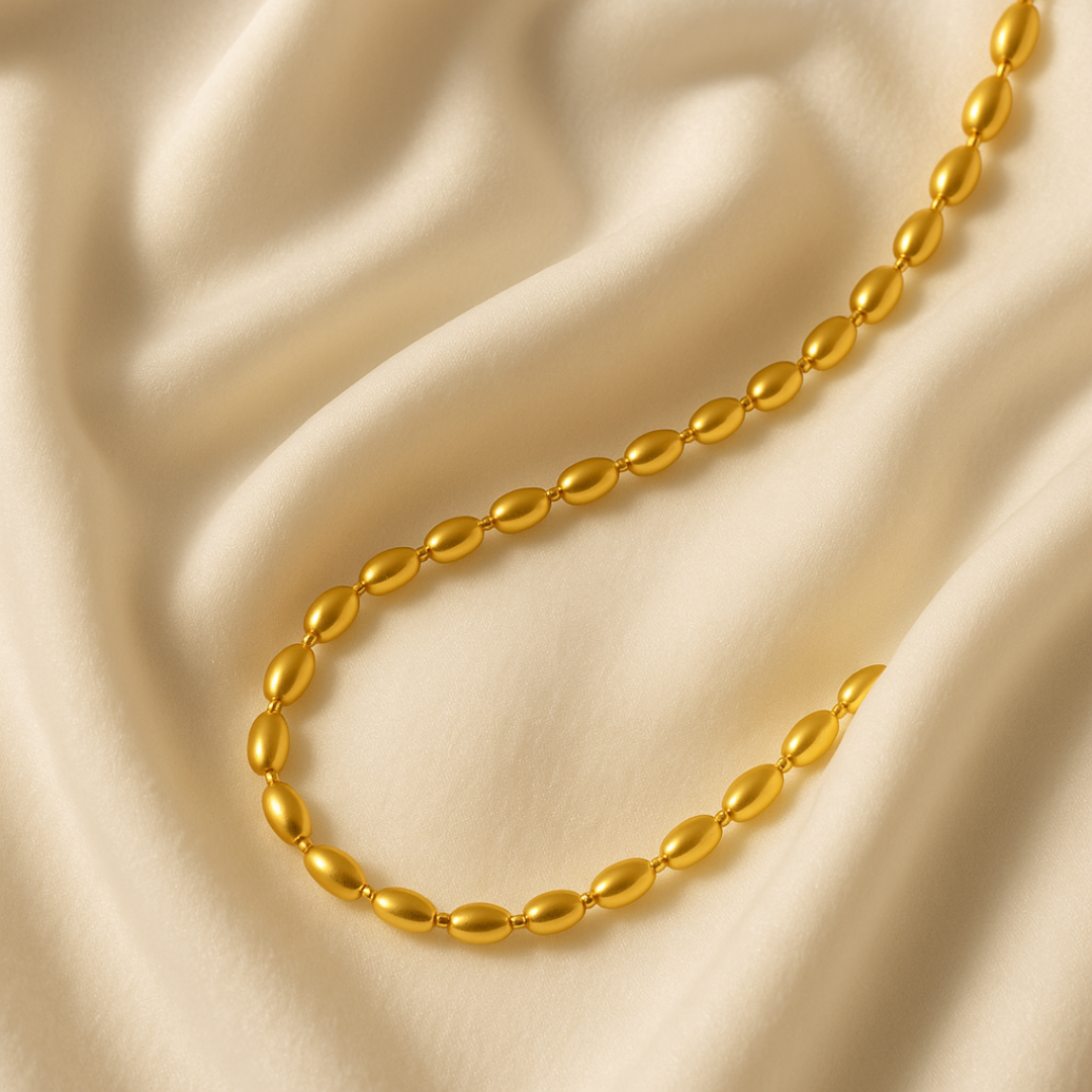 Gargantilla de cuentas ovaladas de Acero inoxidable chapada en oro 18K
