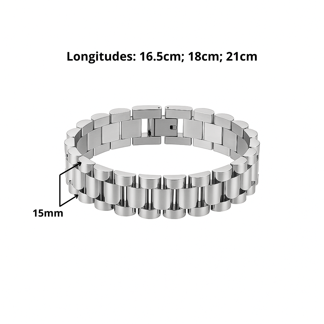 Pulsera desmontable estilo reloj de acero inoxidable chapada en oro 18K