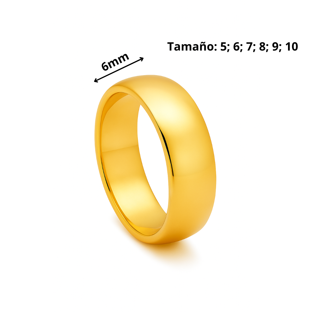 Anillo de diseño clásico en acero inoxidable chapado en oro 18K