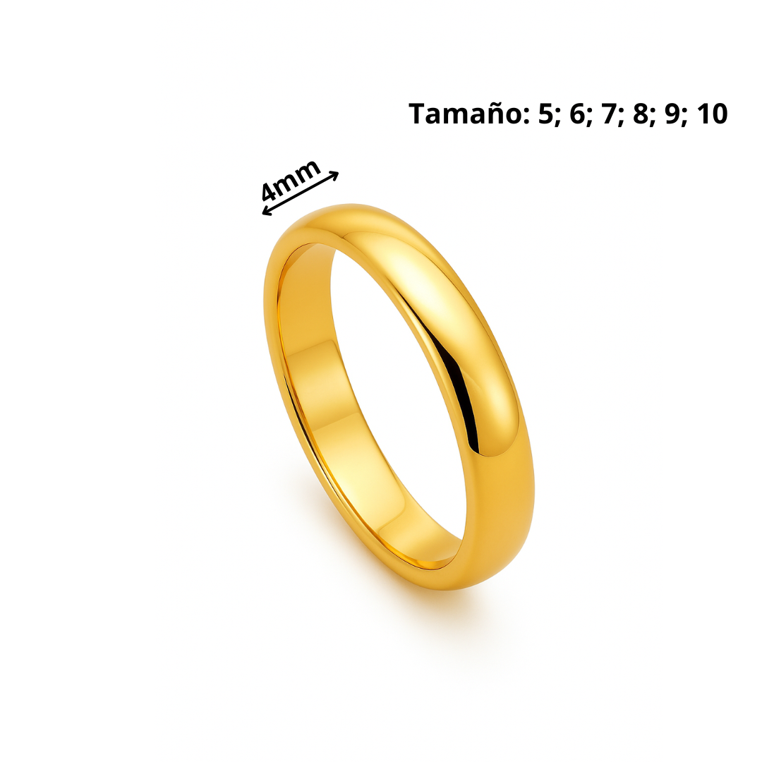 Anillo de diseño clásico en acero inoxidable chapado en oro 18K