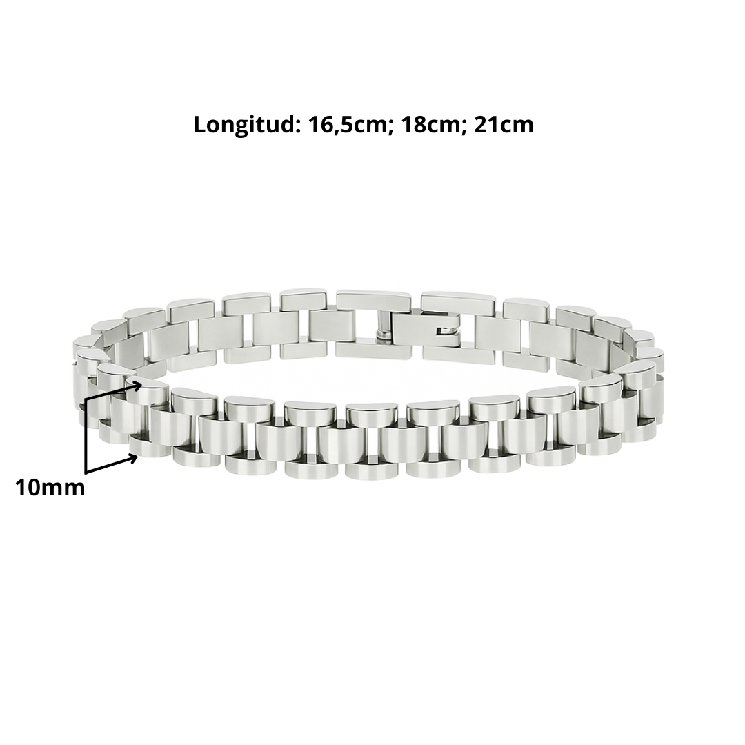 Pulsera desmontable estilo reloj de acero inoxidable chapada en oro 18K