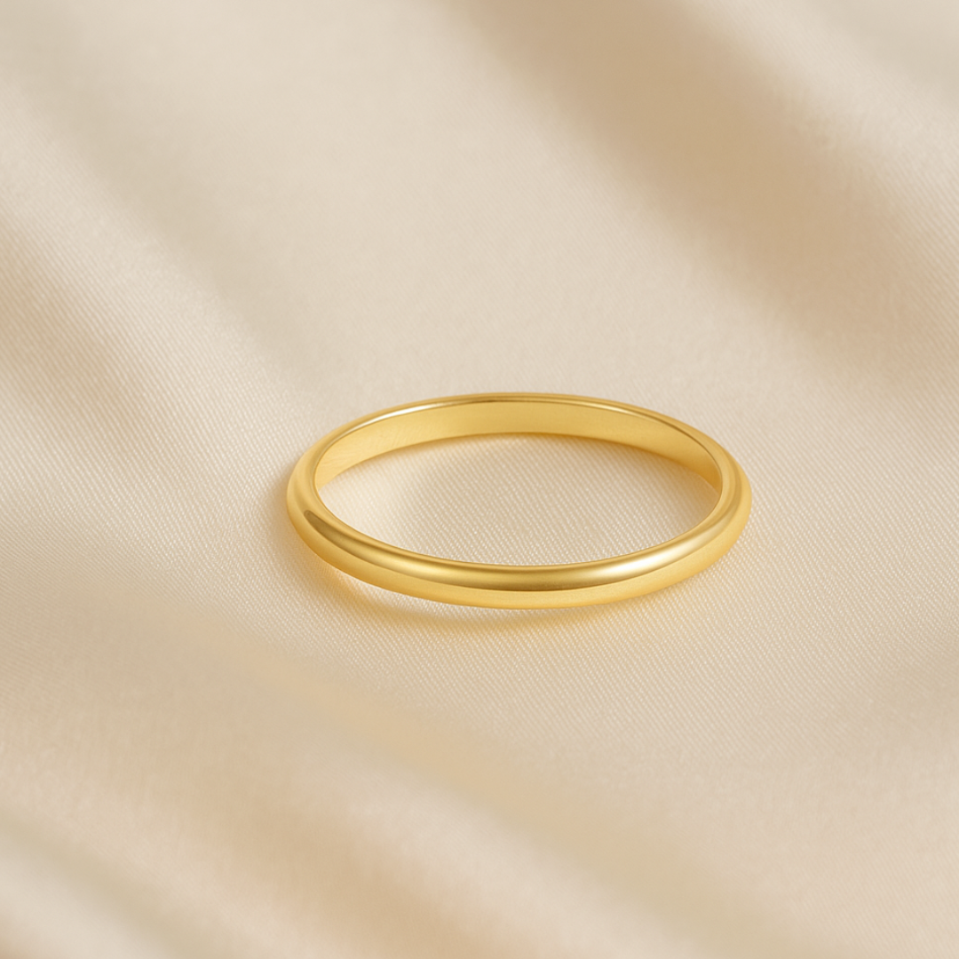 Anillo de diseño clásico en acero inoxidable chapado en oro 18K