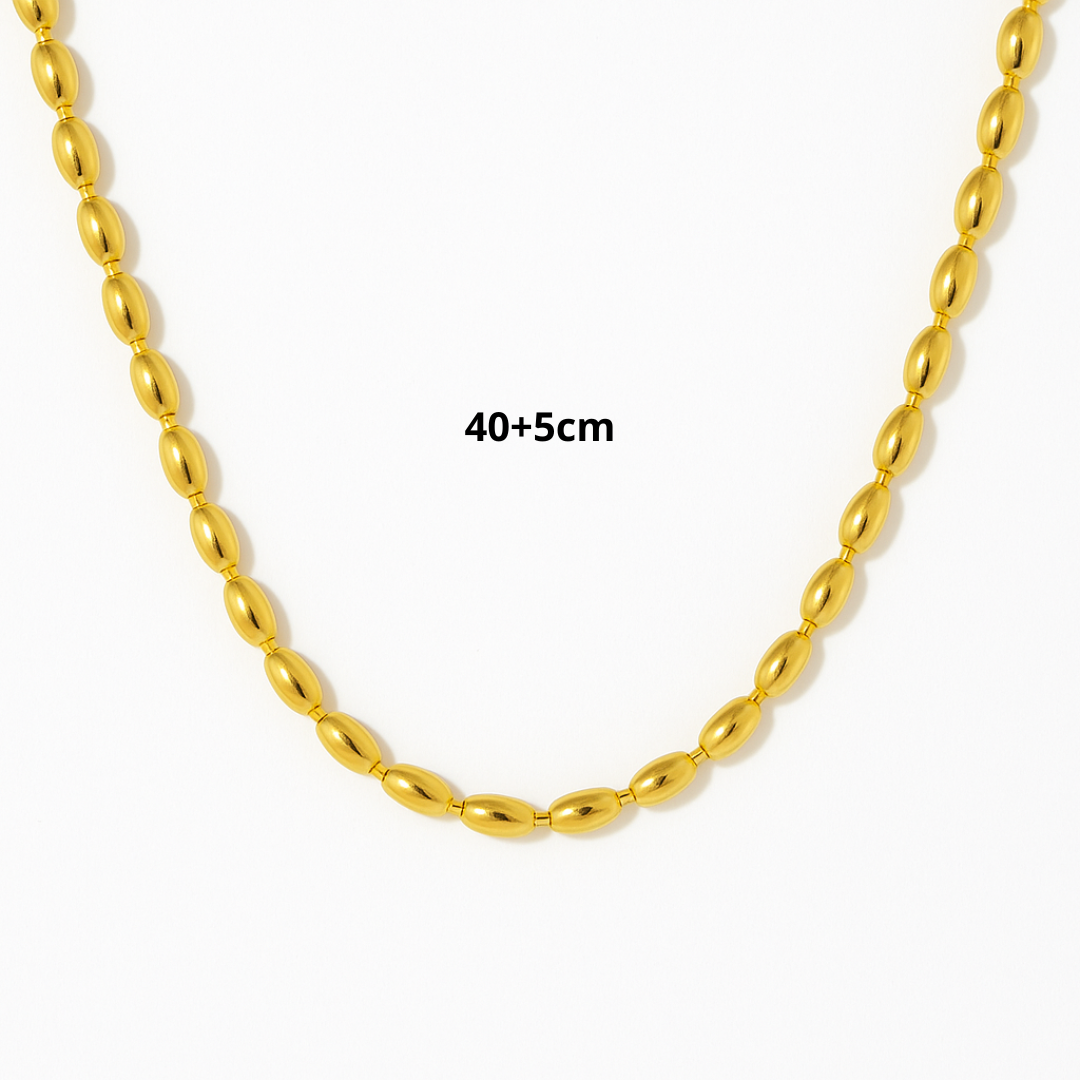Gargantilla de cuentas ovaladas de Acero inoxidable chapada en oro 18K