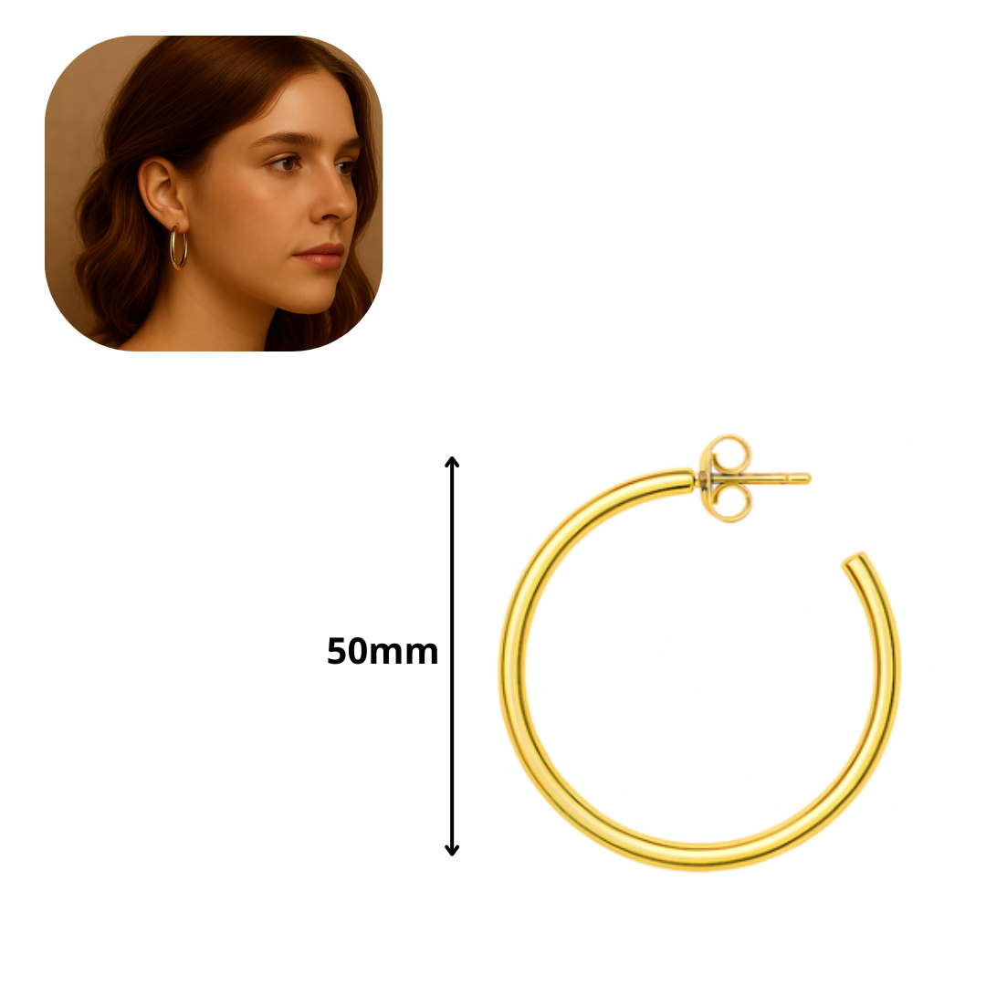 Aretes de aro dorado con acabado fino de acero inoxidable chapado en oro 18k