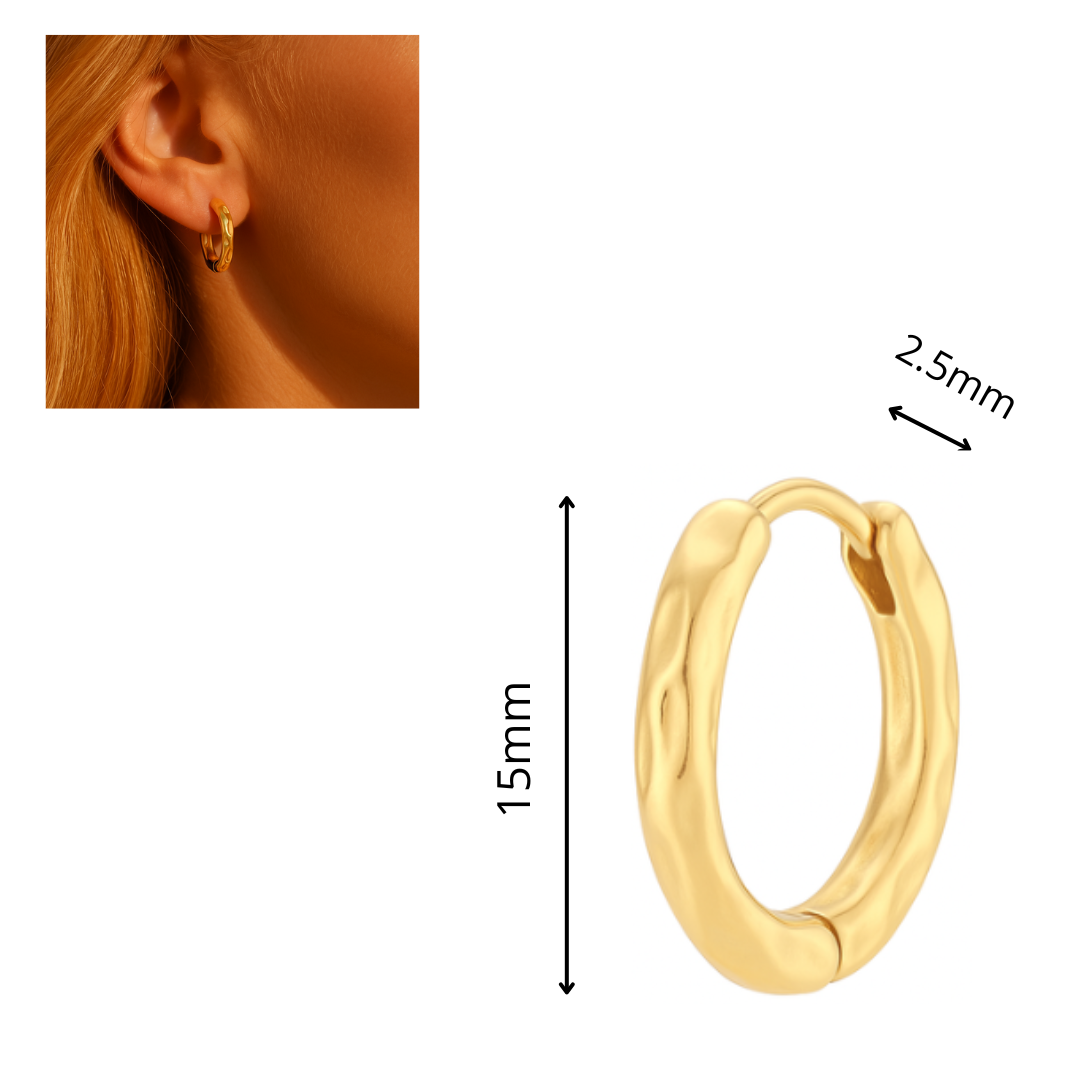 Aretes de aro tipo arracada de acero inoxidable chapados en oro 18 k