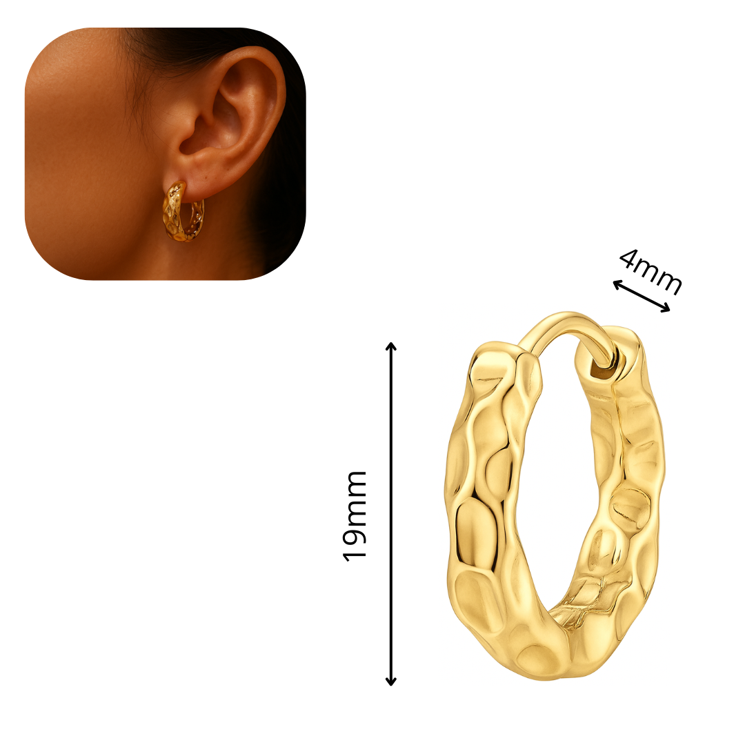 Aretes de aro tipo arracada de acero inoxidable chapados en oro 18 k