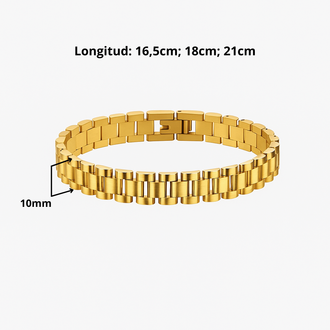 Pulsera desmontable estilo reloj de acero inoxidable chapada en oro 18K