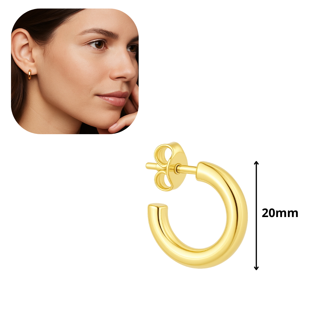 Aretes de aro dorado con acabado fino de acero inoxidable chapado en oro 18k