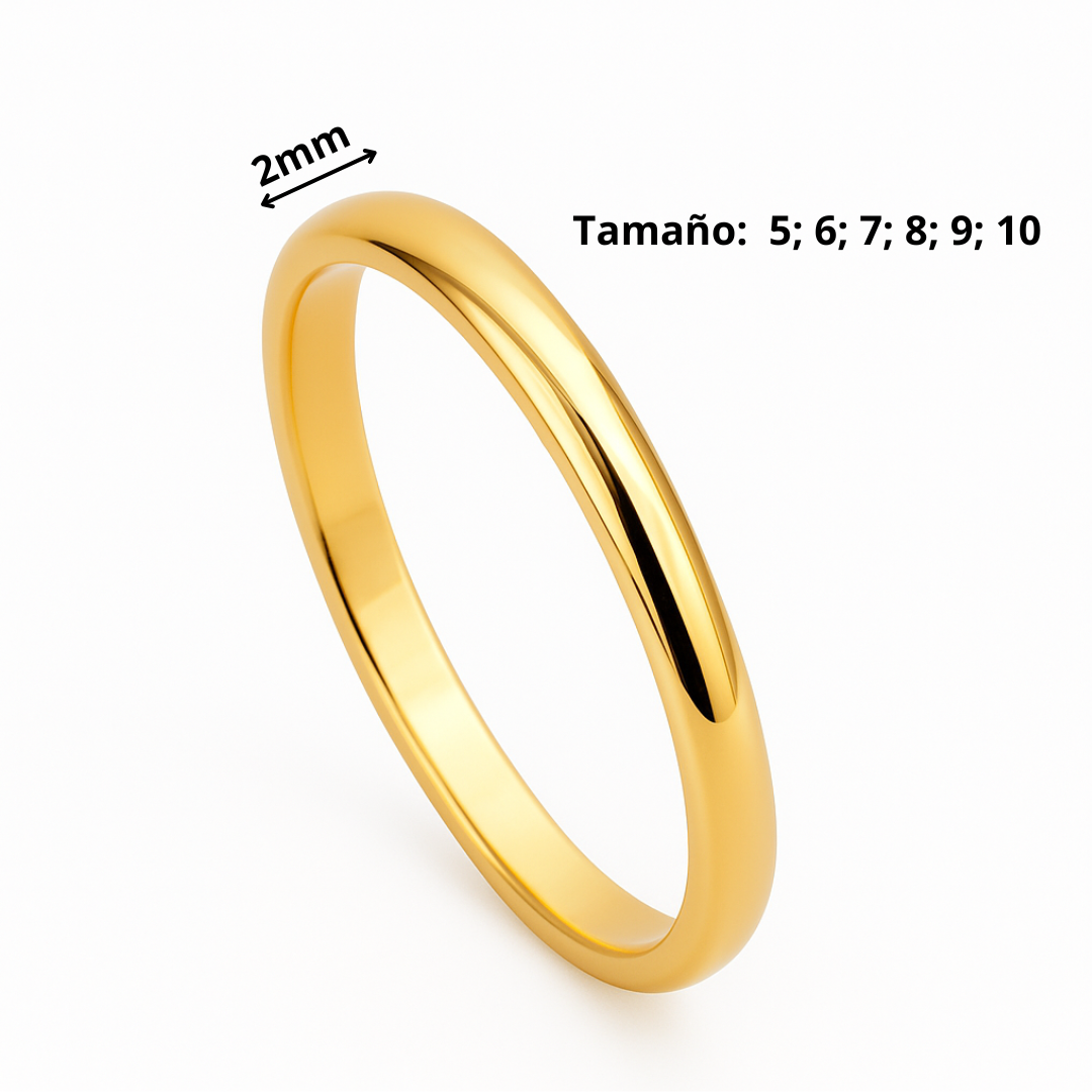 Anillo de diseño clásico en acero inoxidable chapado en oro 18K