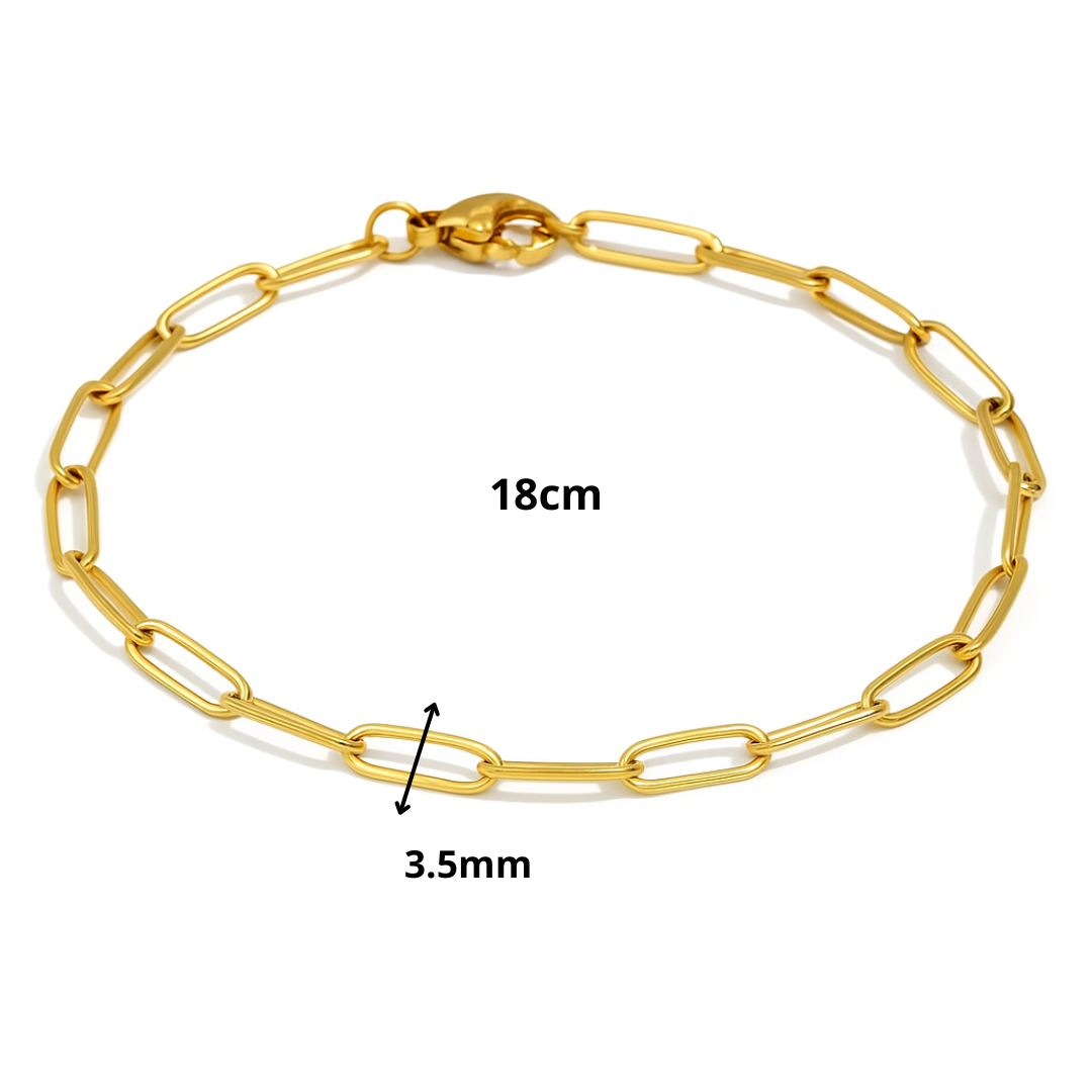 Set de Collar y Pulsera de Eslabones en acero inoxidable chapada en oro 18k